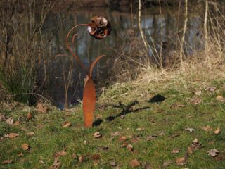 Tuinbeeld metaal Eco-roest bloem gebogen Roos