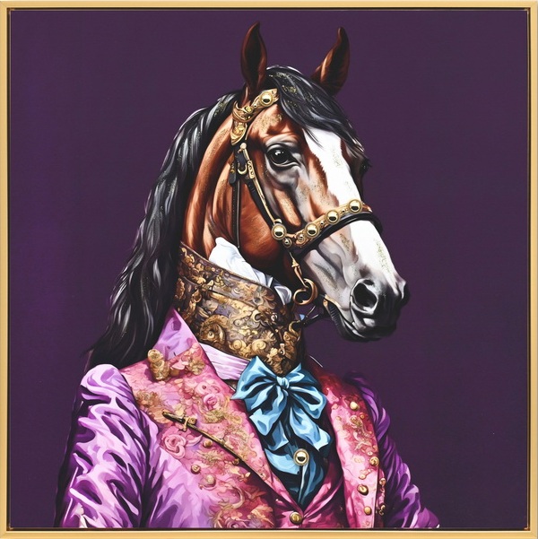 Strass schilderij in lijst Modern paard 63x63cm hoogglans