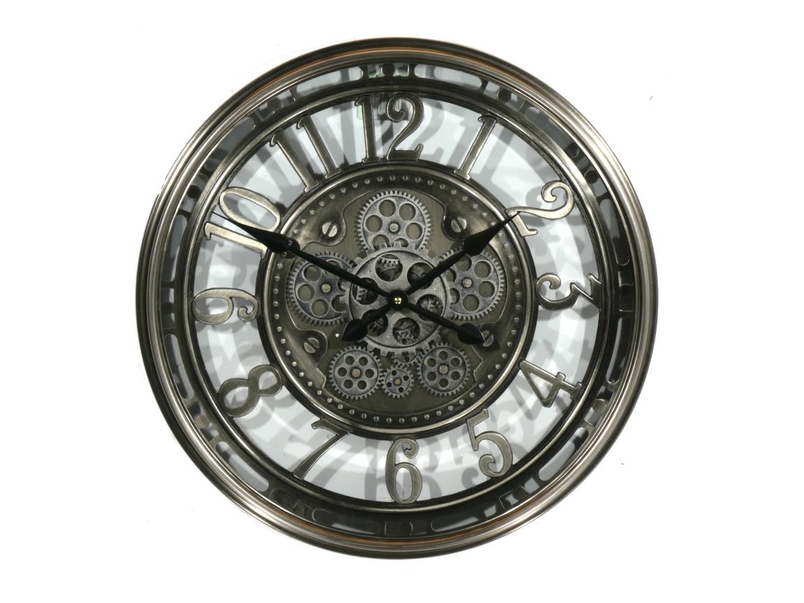 Cog clock round gray/silver 55cm Purmurend