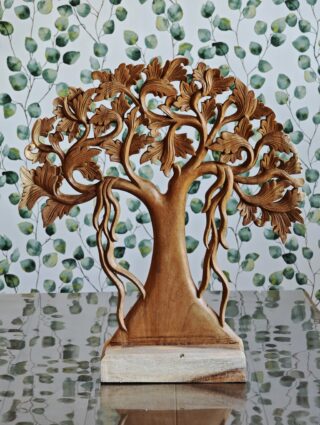 Beeld Levensboom hout staand 56cm
