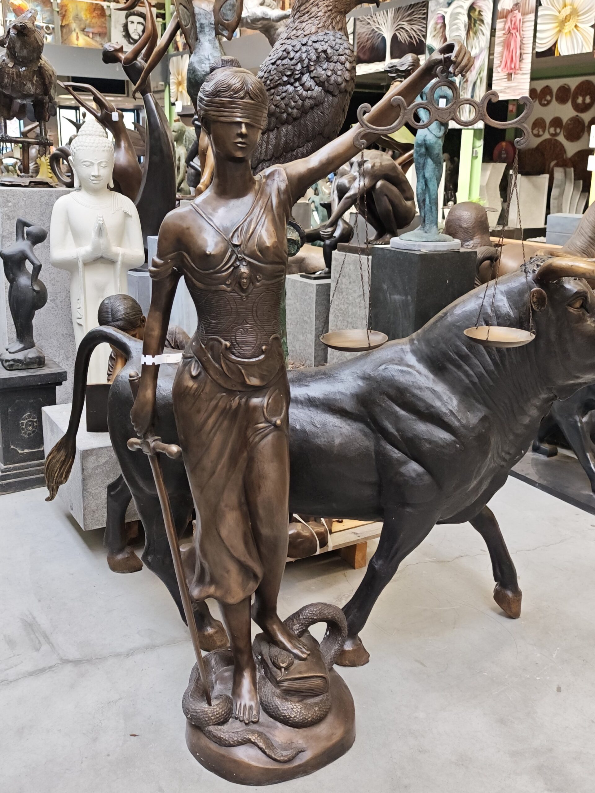 Beeld Vrouwe Justitia brons 160cm