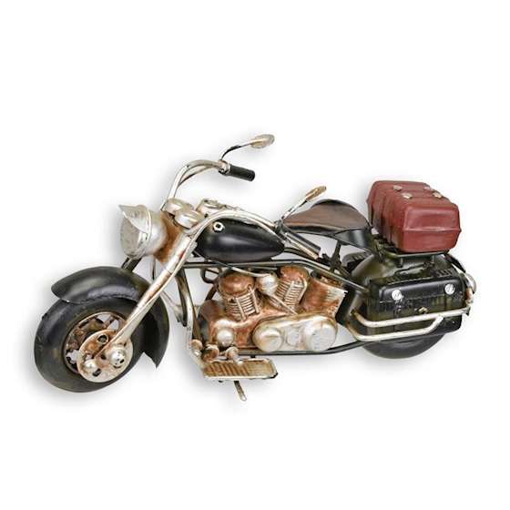 Miniatur Zinn Harley Motorrad mit Koffer 20cm