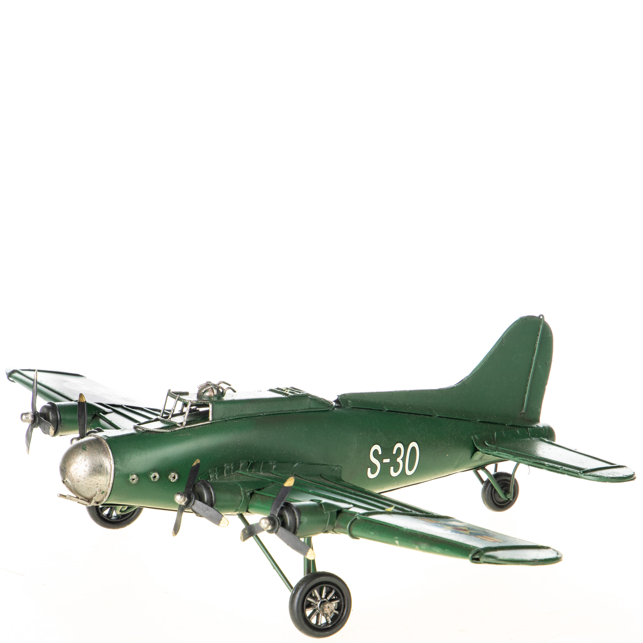 Miniatur Zinn Bomber grün 41cm