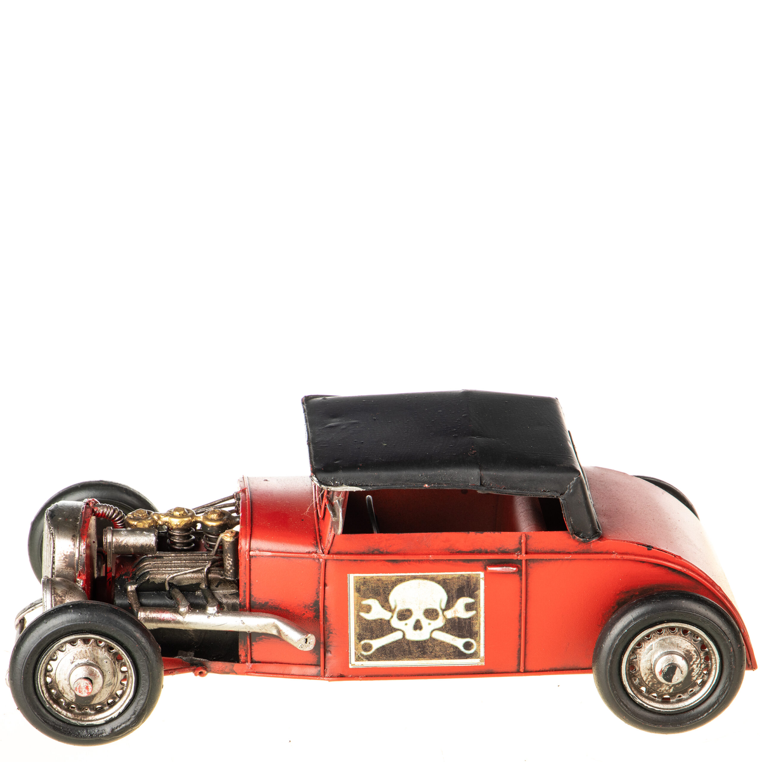 Miniatuur blik Hotrod auto rood 27cm