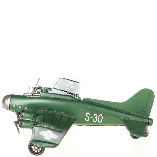 Miniatur Zinn Bomber grün 41cm