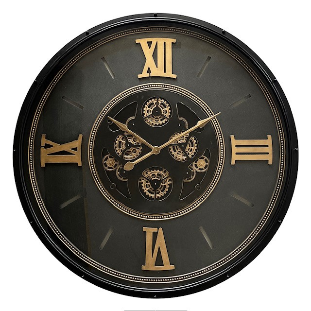 Tandwielklok rond zwart 120cm Breukelen