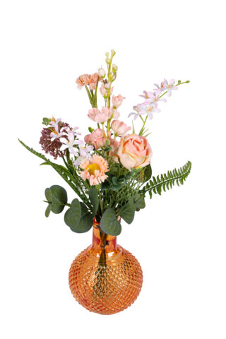 Seidenstrauß orange mit Glasvase 38cm