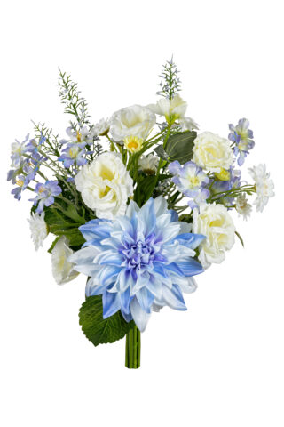 Zijdeboeket wit-blauw 46cm