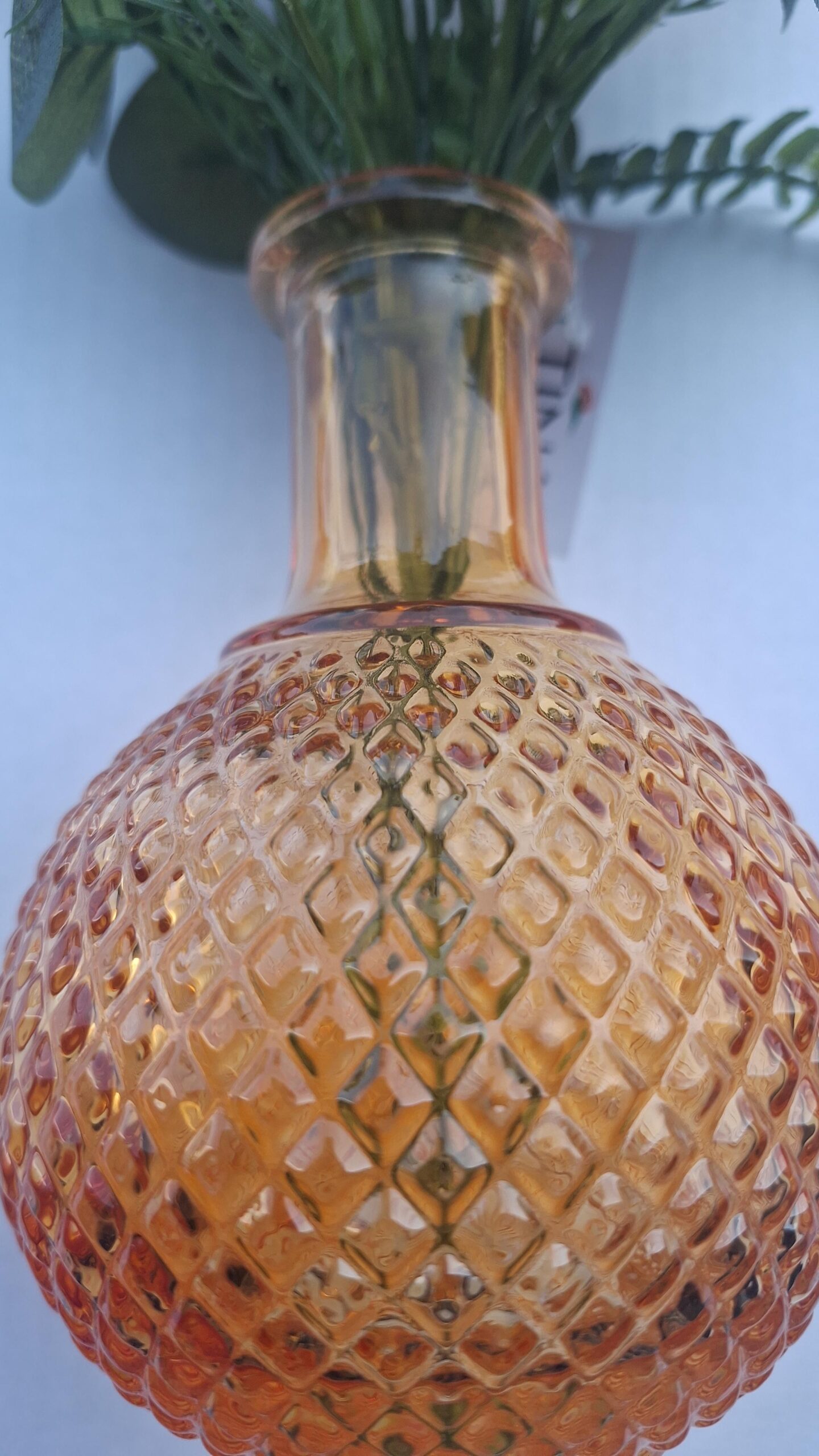 Silk bouquet orange with glass vase 38cm