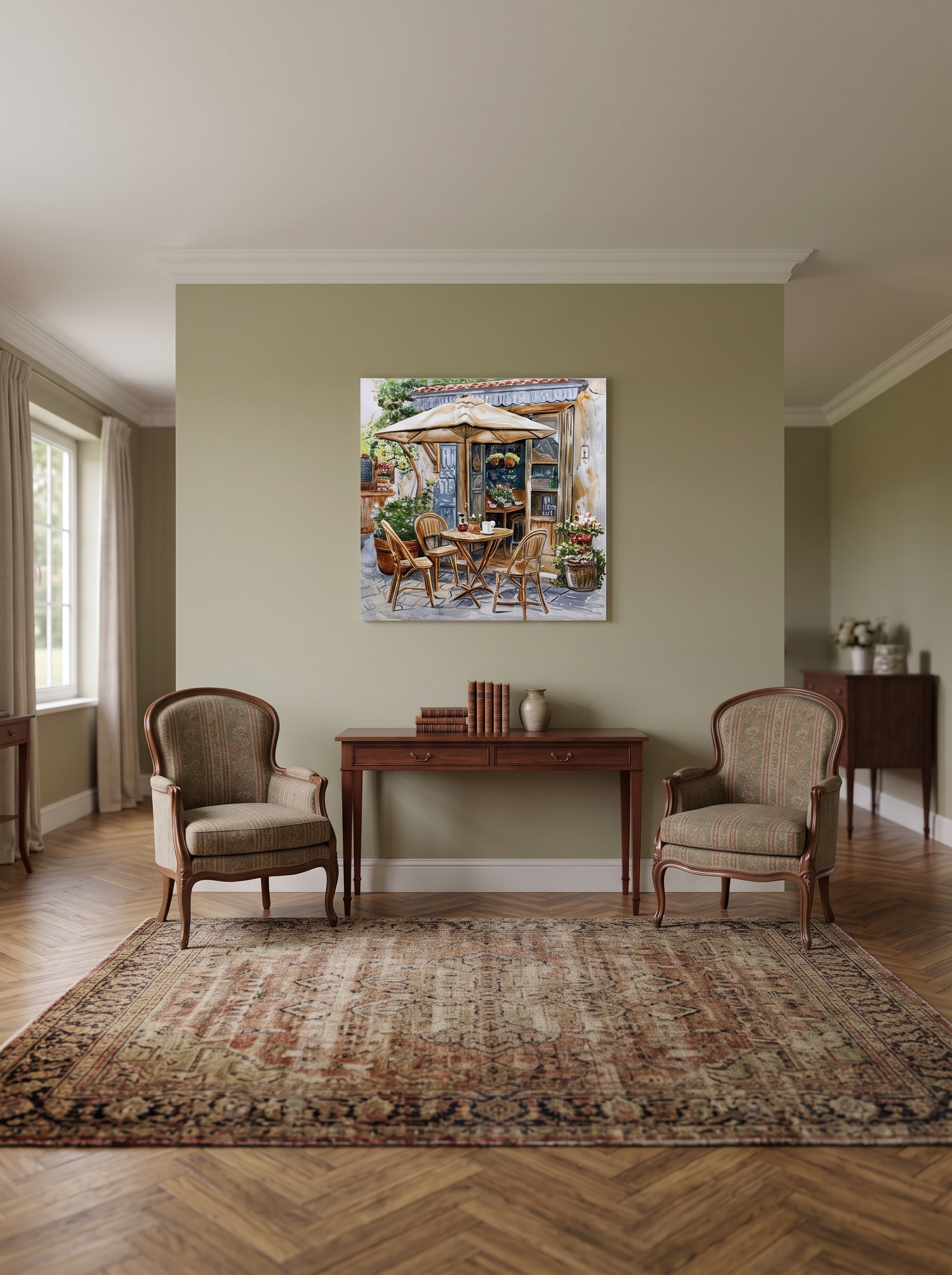 Schilderij 3d Metaal terrasje 100x100cm