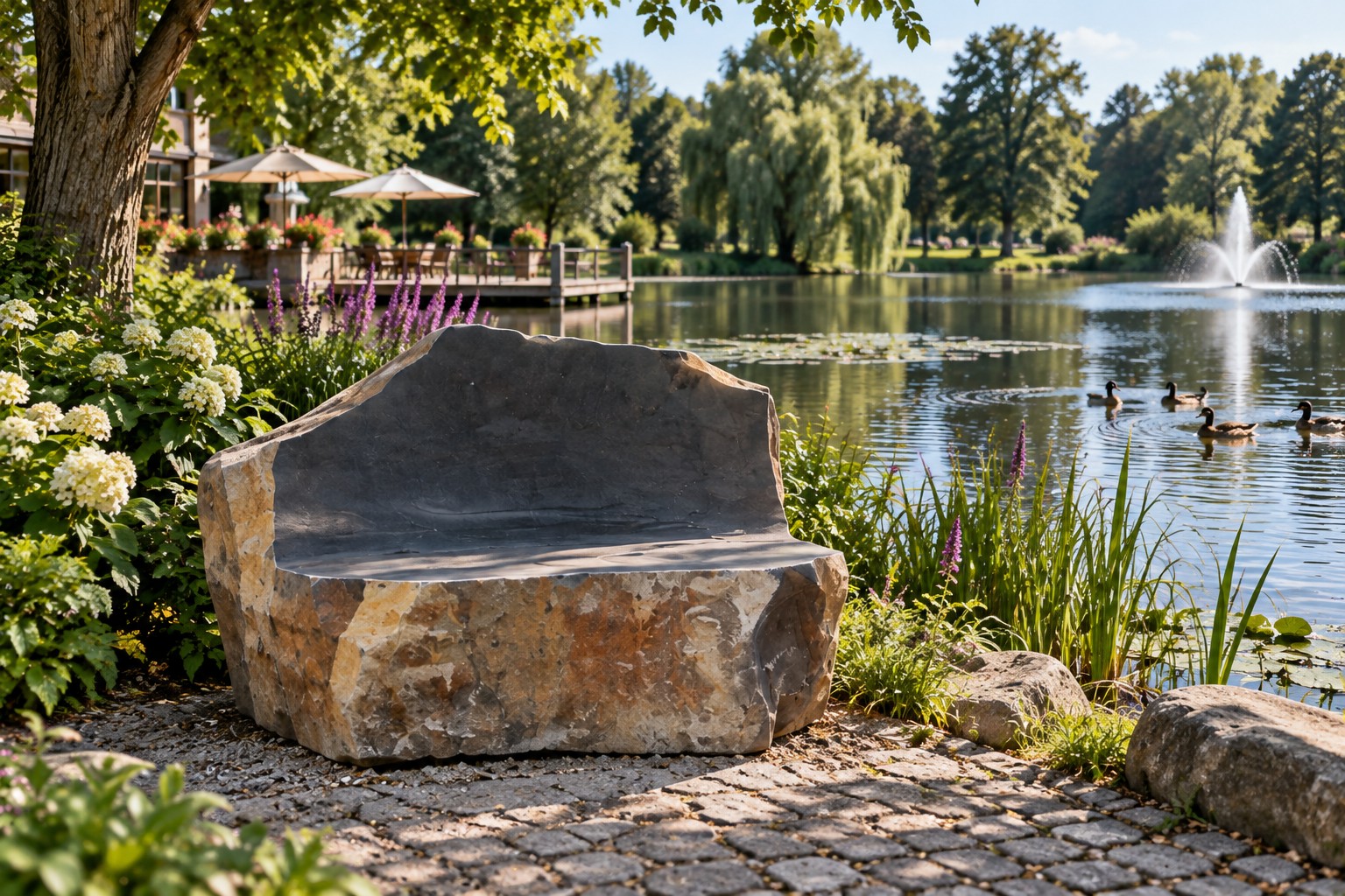Tuinbank Marij basalt 120cm