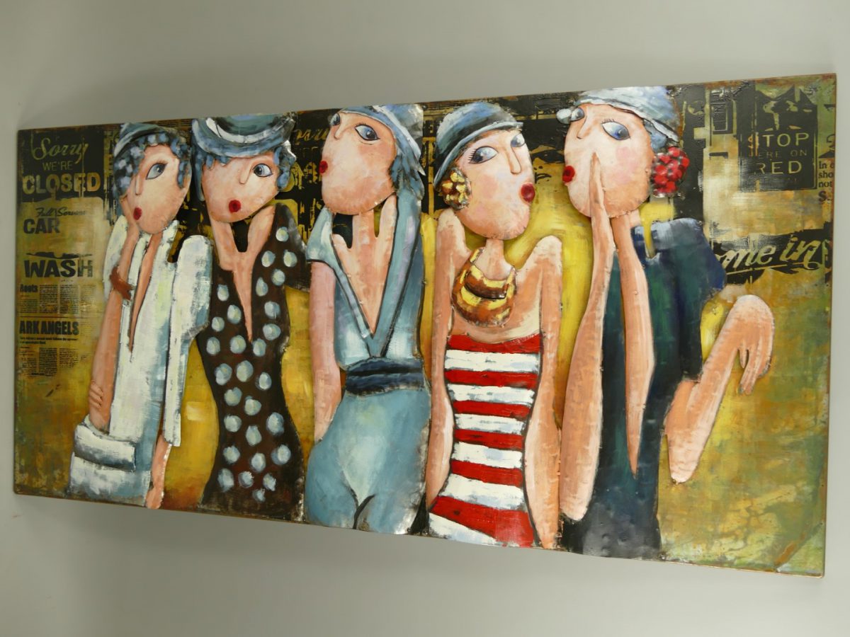 Painting 3D Chatting ladies 140x70cm