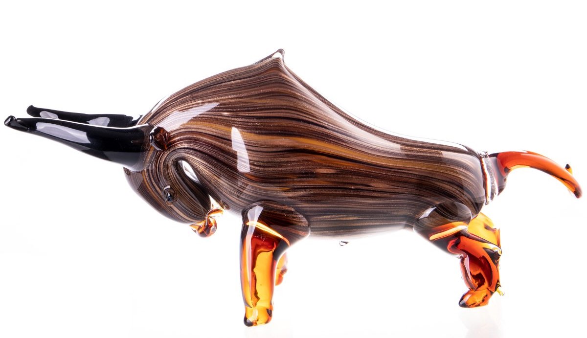 Statue bull glass reddish brown XXL 75cm!