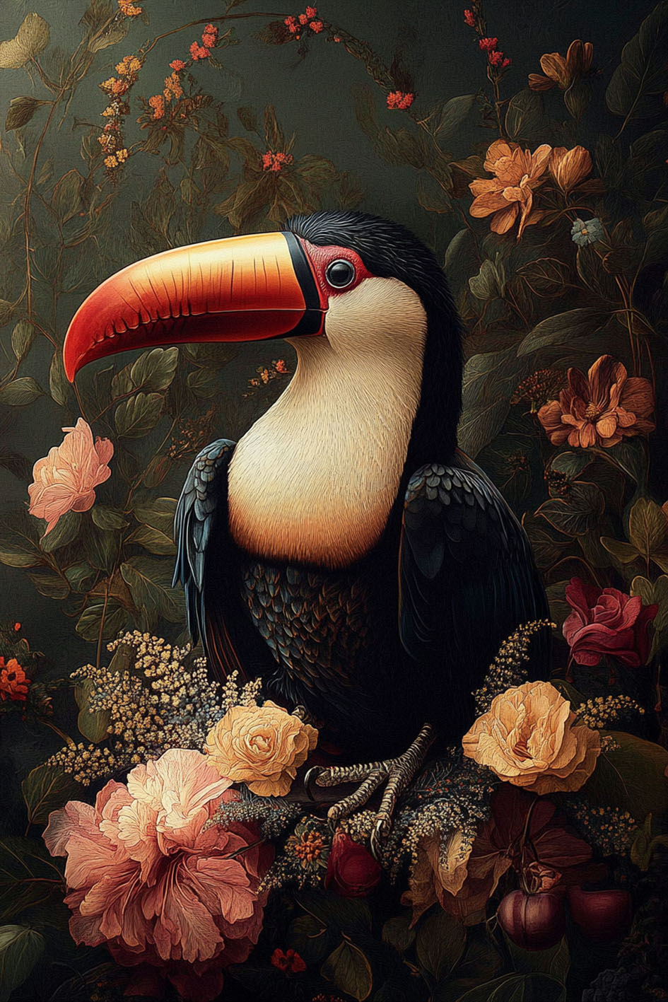 Glasgemälde Tukan links 80x120cm