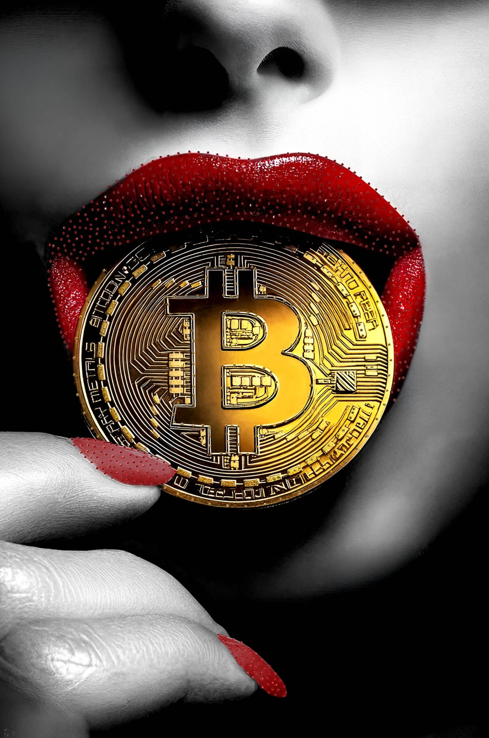 Strass glasschilderij Bitcoin 80x120cm