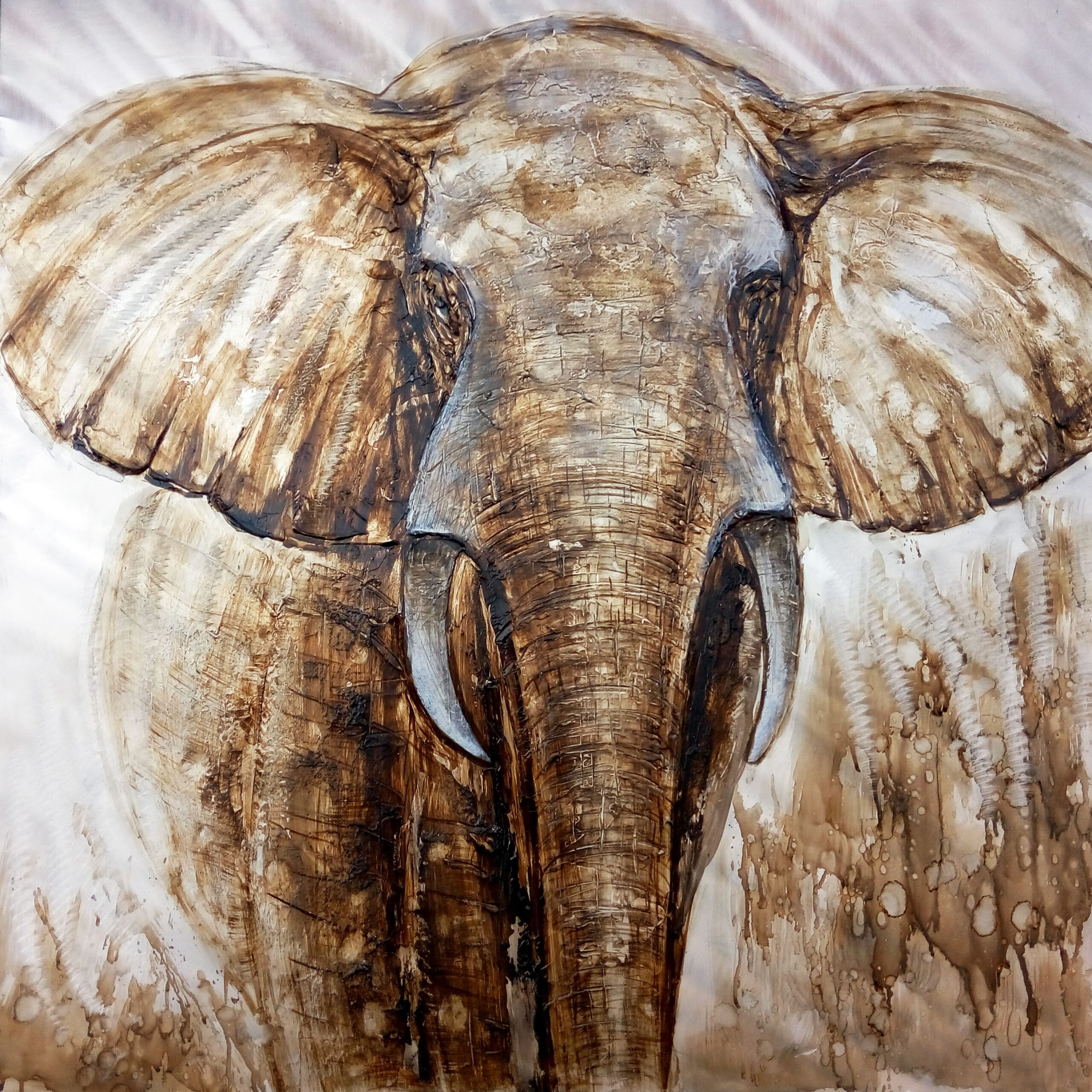 Canvas schilderij Grote olifant 100x100cm