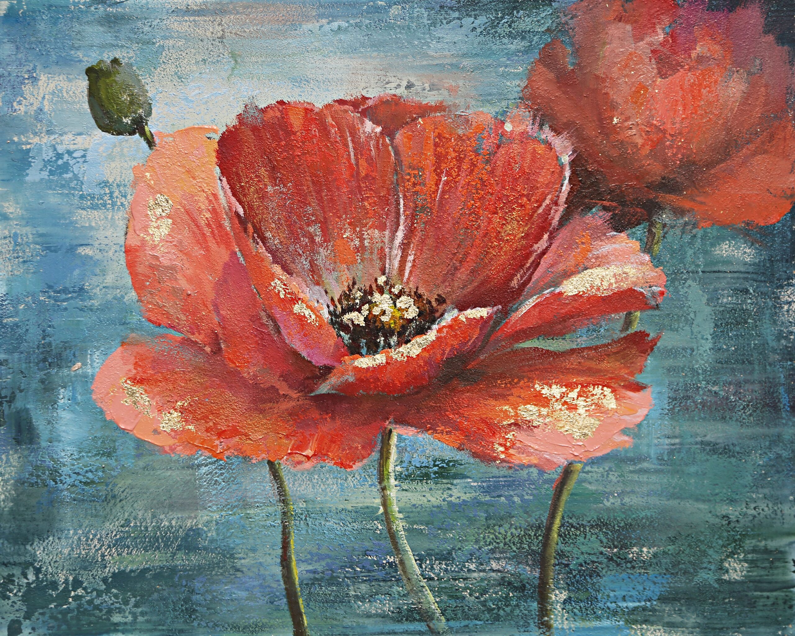 Canvas schilderij Klaprozen 80x80cm