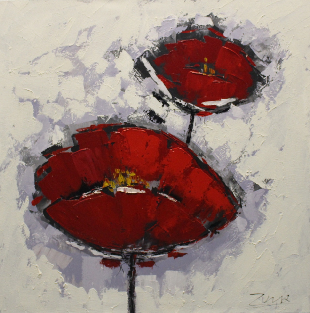 Canvas schilderij Klaprozen100x100cm