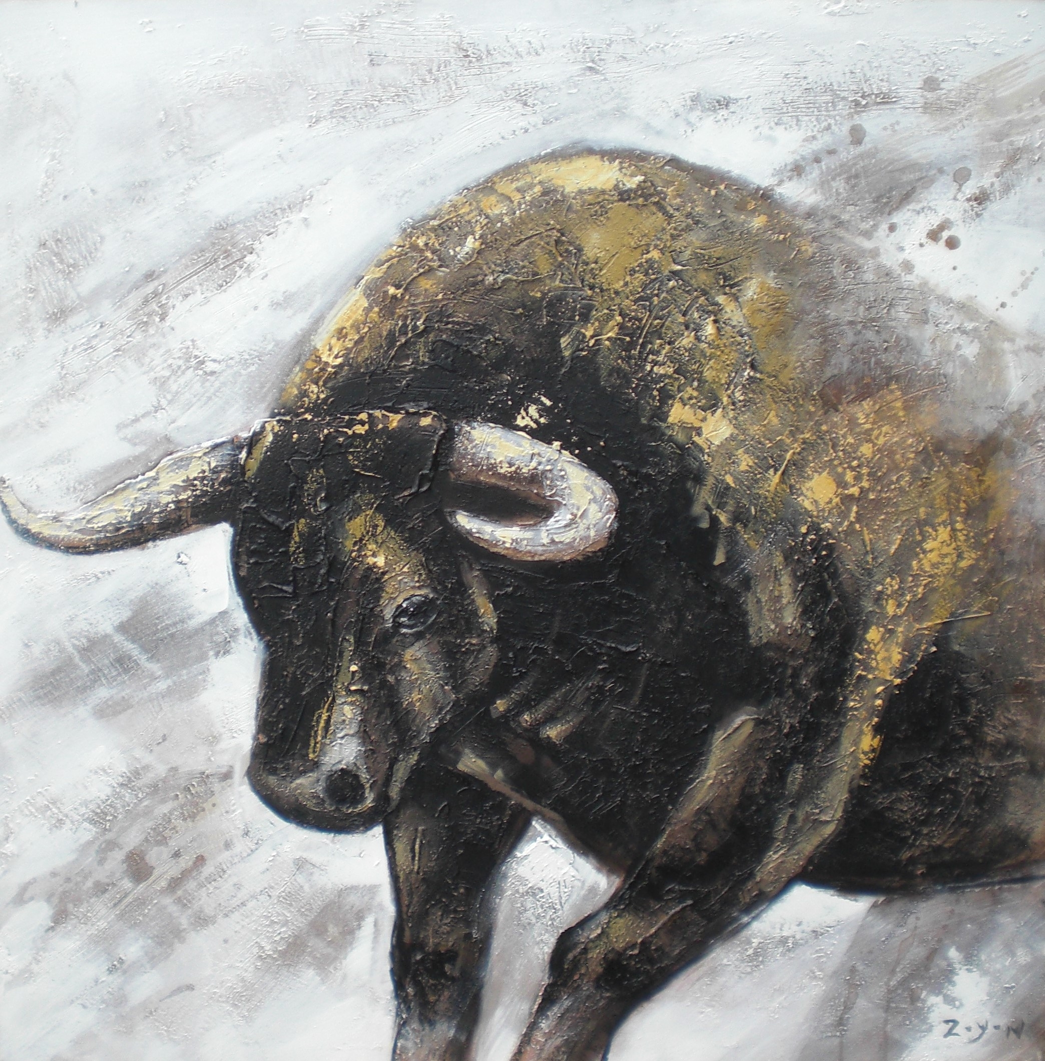 Leinwandgemälde Wilder Stier 100x00cm