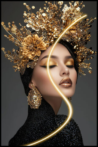 Glasmalerei mit LED-Beleuchtung goldene Frau - Eliassen.de