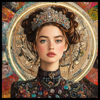 Glasmalerei mit LED-Beleuchtung geschminkte Frau - Eliassen.nl