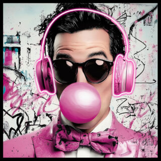 Glasmalerei rosa Mann mit LED-Leuchten - Eliassen.nl