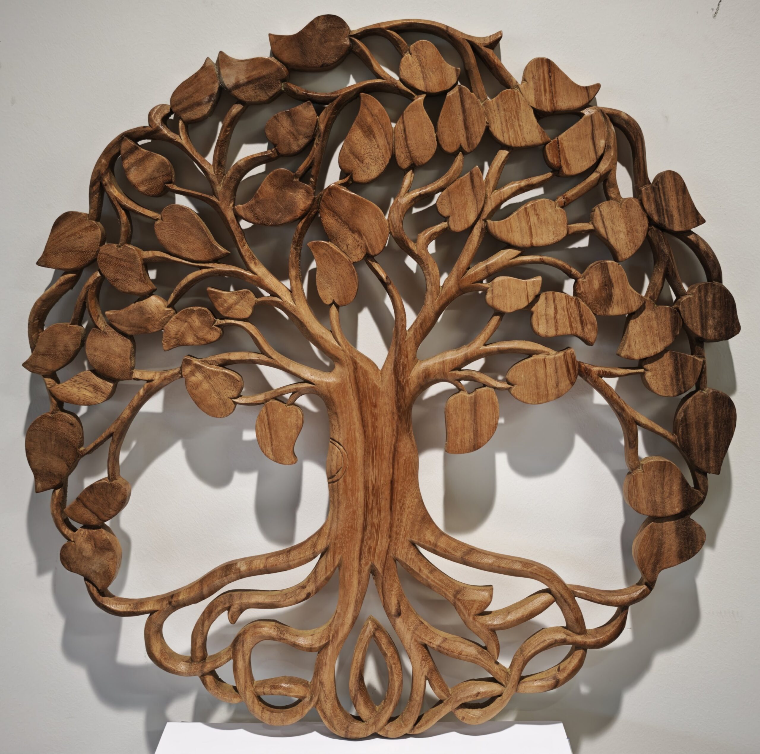 Wandpaneel hout levensboom kleine bladeren 60cm