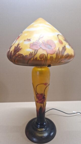 Cameo glaslamp van Emile Gallé Klaproos 58cm