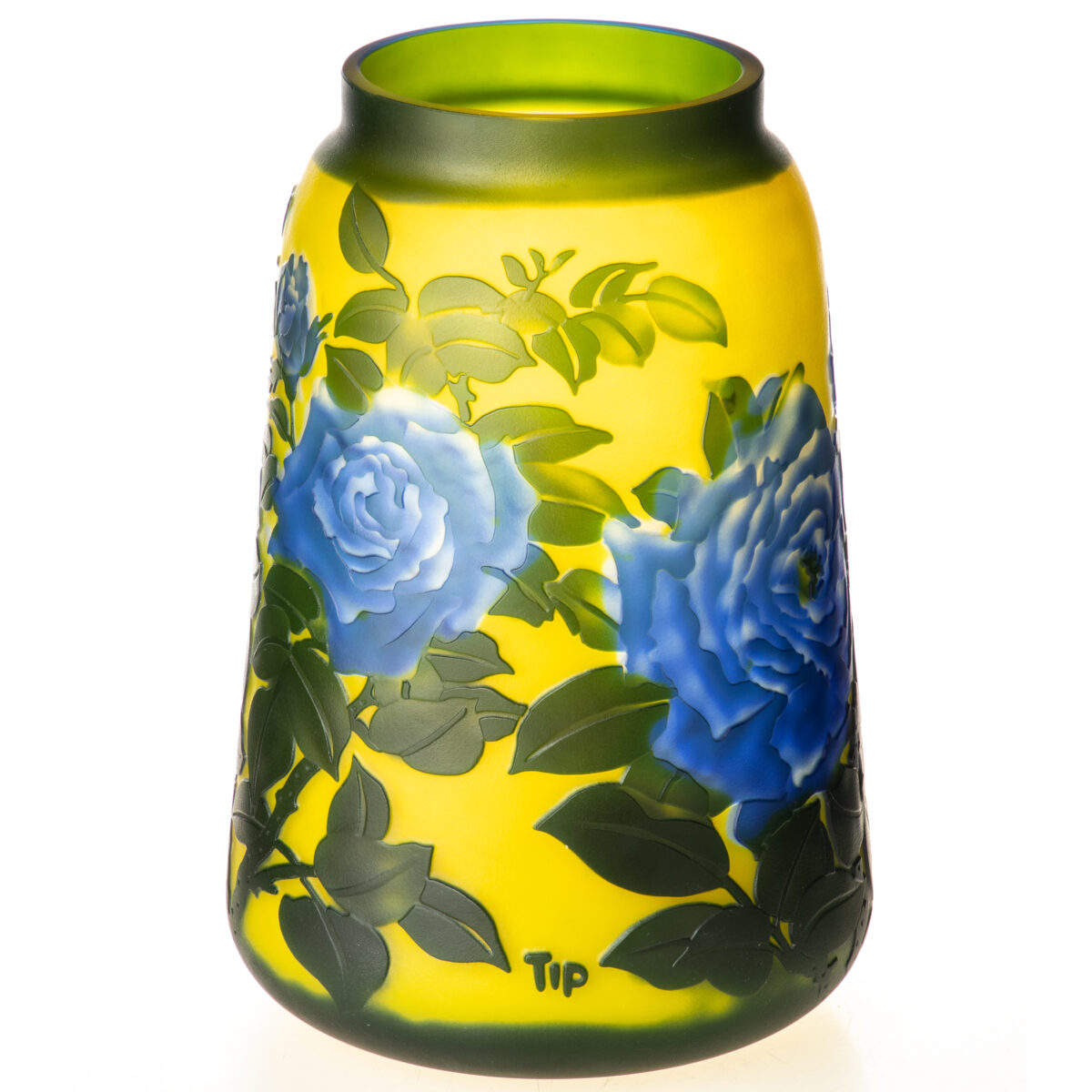 Glass Vase Cameo Vase blue roses Eliassen.nl VG114