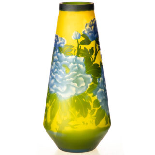 Glasvaas Cameo vaas blauwe bloemen Eliassen.nl VG112