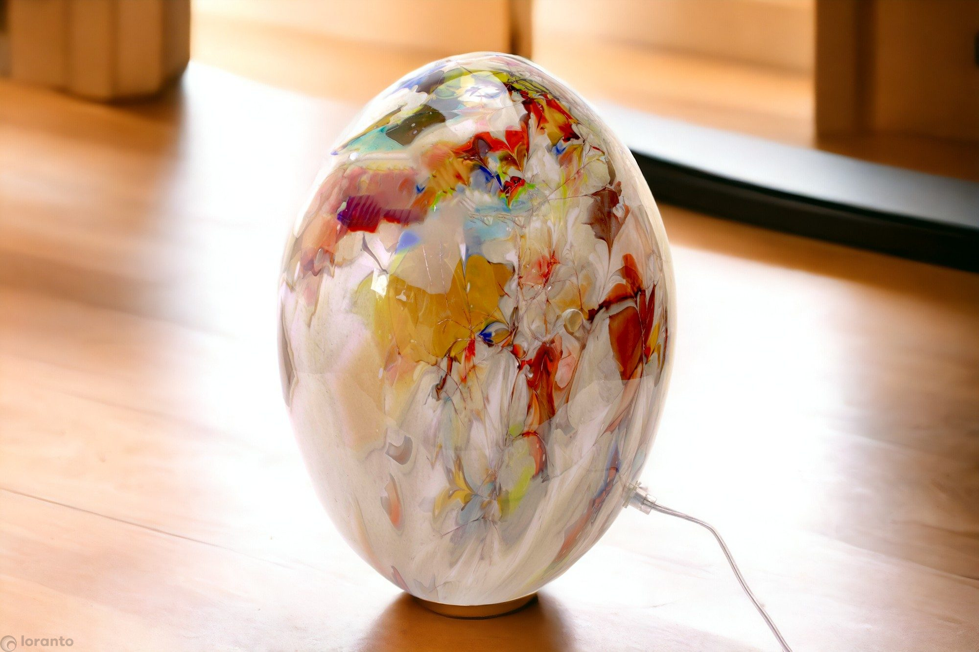 Lamp glas ovaal multicolor 40cm