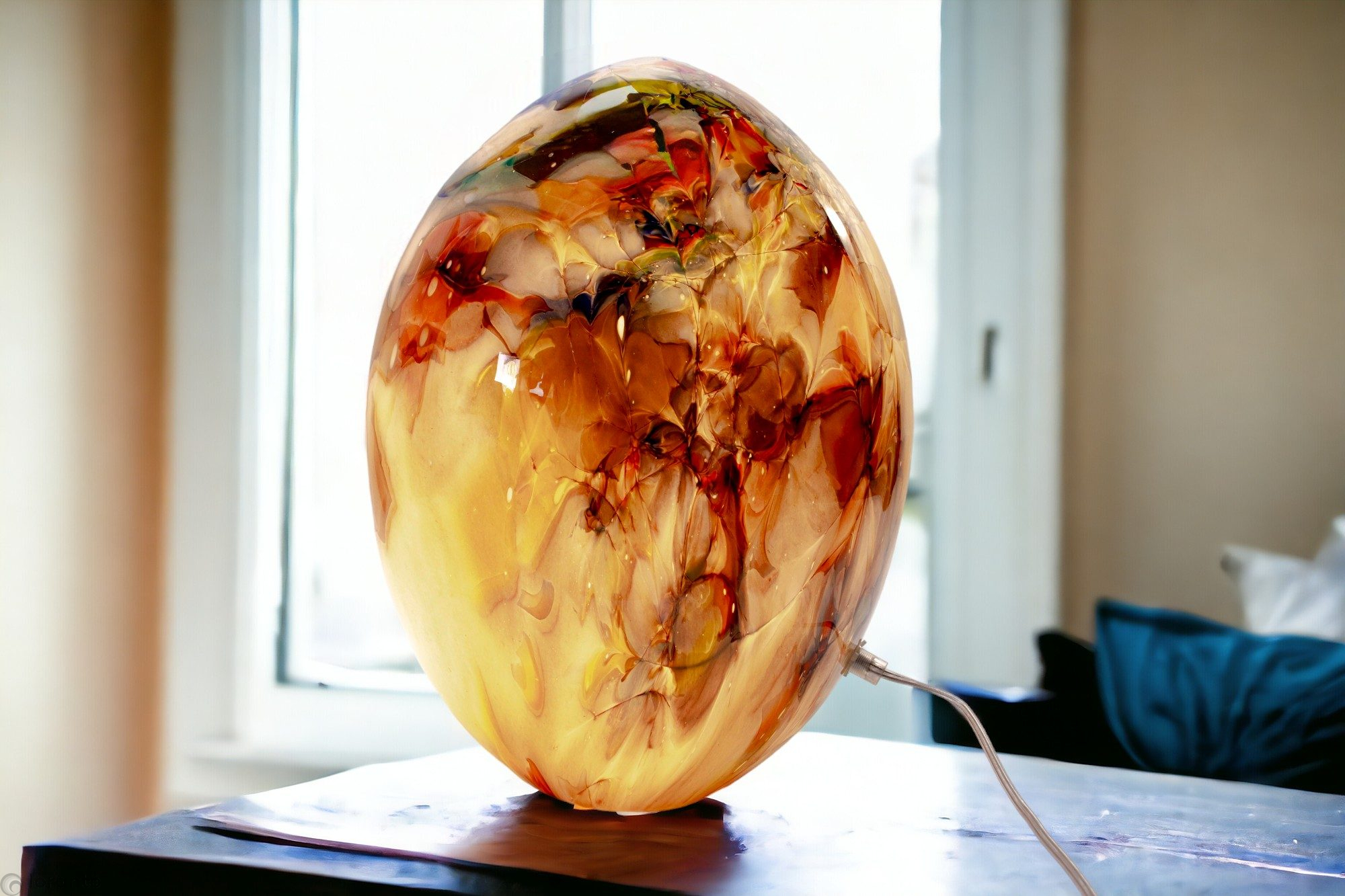 Lamp glas ovaal multicolor 40cm