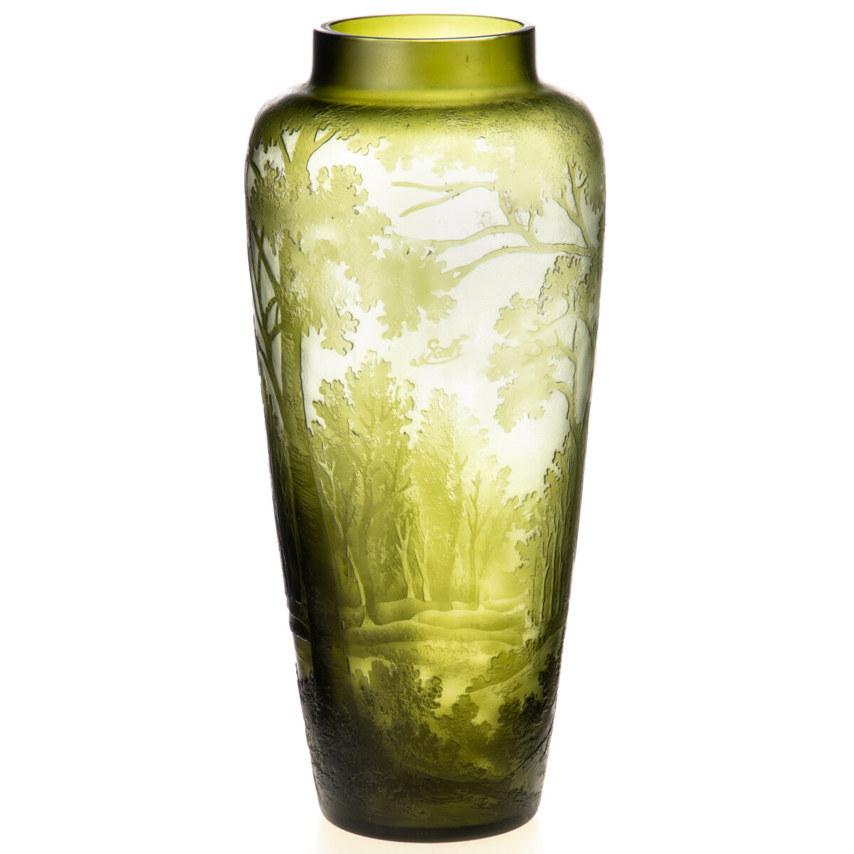 Cameo Glasvase von Emile Gallé Forest 42cm