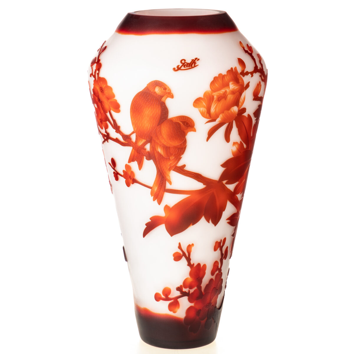 Cameo glass vase by Emile Gallé Rosehips 40cm