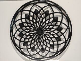 Ölfass Wanddekoration schwarz rund Blume des Lebens 56cm eliassen.co.uk 3