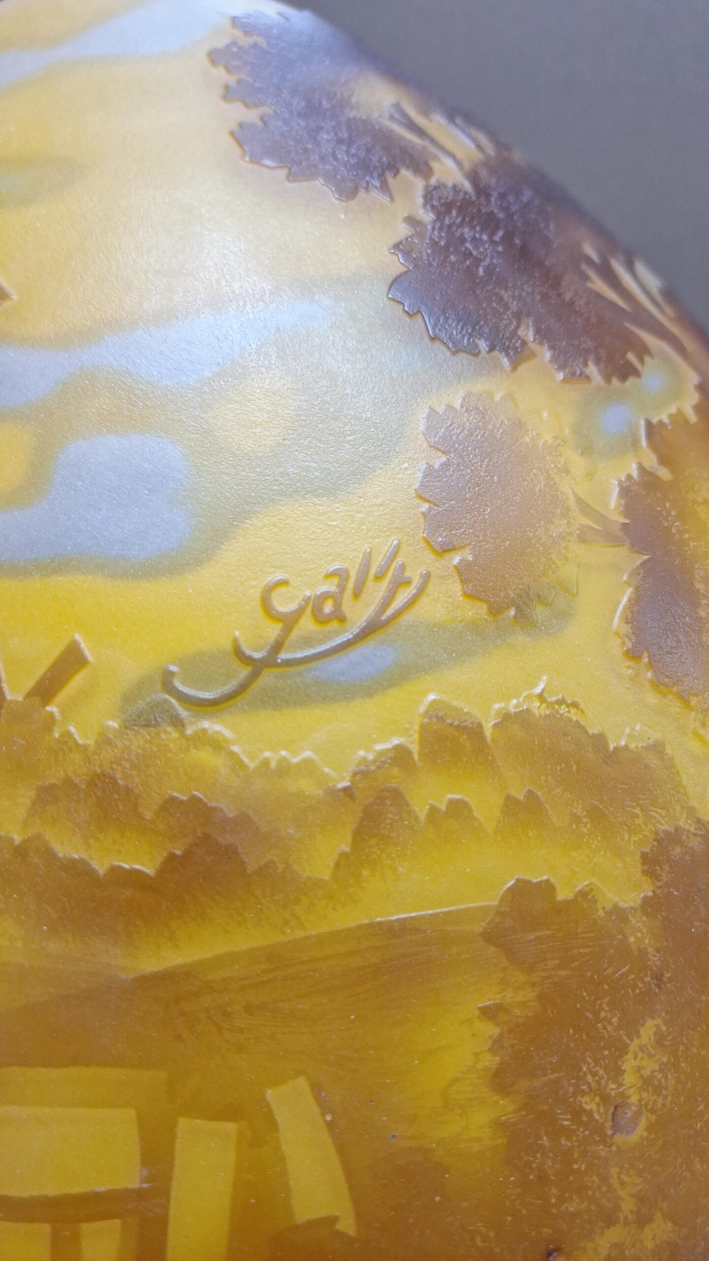 Cameo glaslamp van Emile Gallé Landschap 59cm