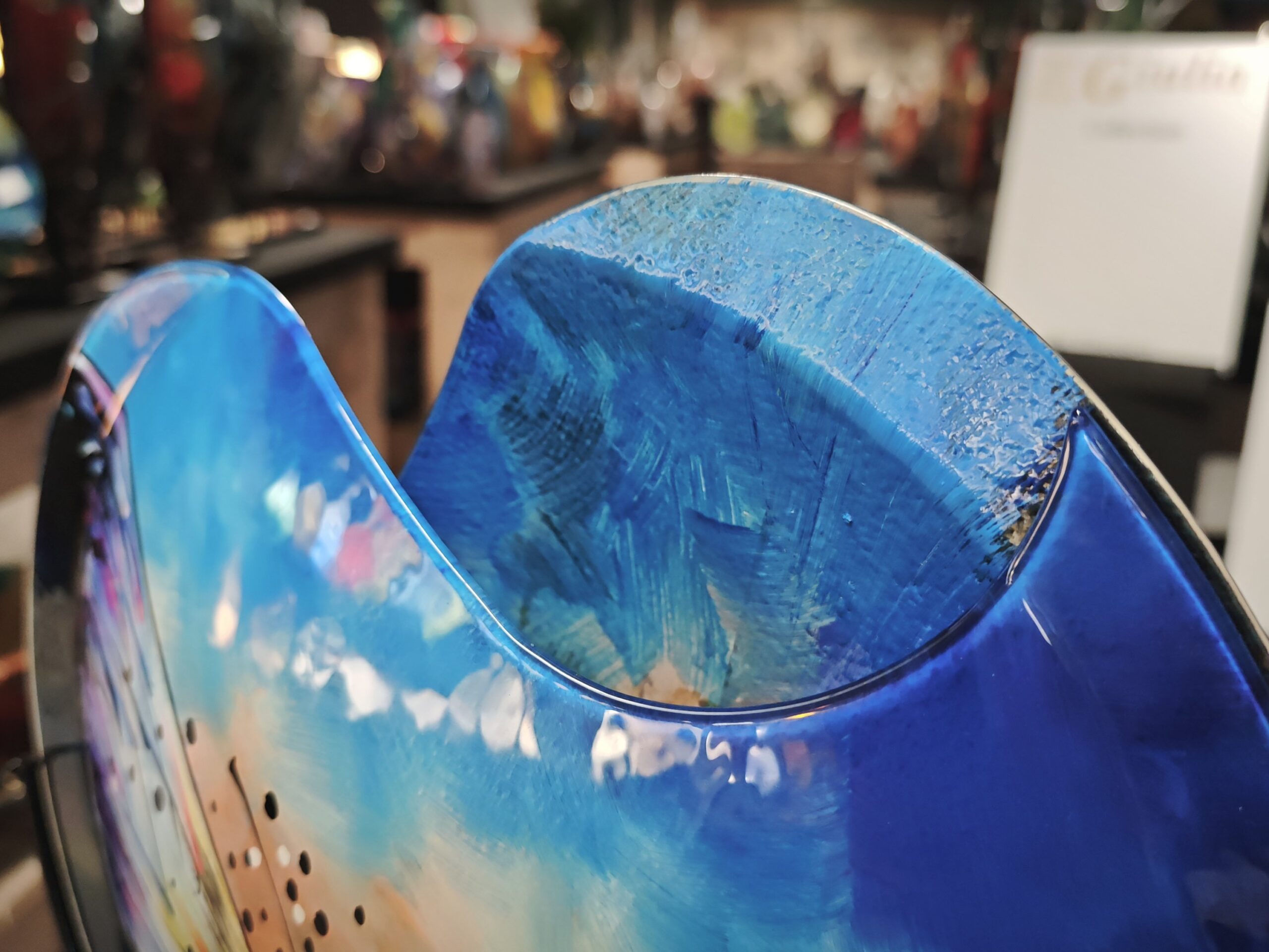 Glass vase round with wavy rim Butterfly 50cm