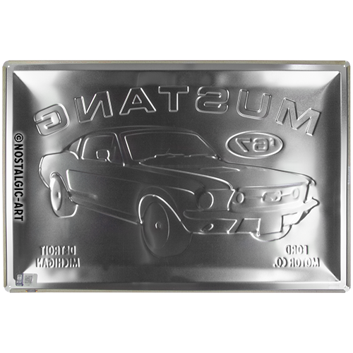 Wandschild Metall Rechteck Vintage Mancave Ford Mustang 60x40cm
