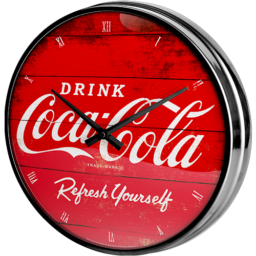 Clock round metal vintage mancave Coca Cola Red 31cm