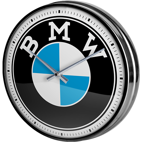 Klok rond metaal vintage mancave BMW 31cm