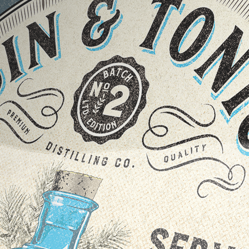 Klok rond metaal vintage mancave Gin & Tonic 31cm