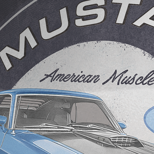 Clock round metal vintage mancave Mustang Mach1 31cm