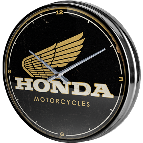 Klok rond metaal vintage mancave Honda 31cm