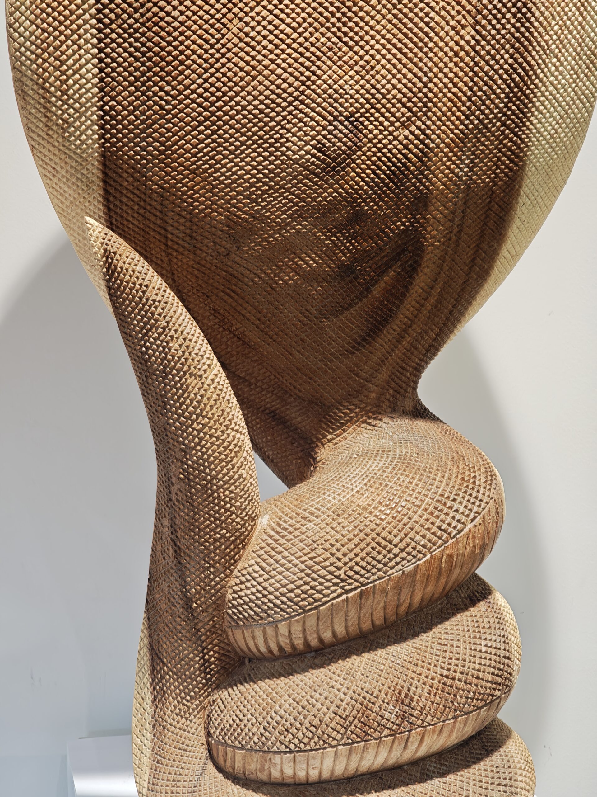 Beeld hout gedetailleerde Cobra slang 80cm eliassen.nl