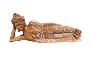Beeld hout liggende boeddha 80cm eliassen