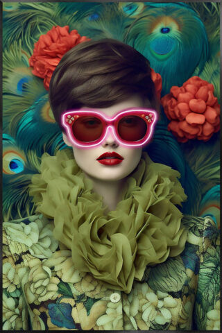 Glasmalerei mit LED Frau mit rosa Brille - Eliassen.de