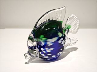 Glazen beeld vis gedetailleerd blauw 13cm eliassen.nl 1