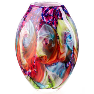 Glass Vase Spherical Colorful Swirl 35cm eliassen.co.uk 1