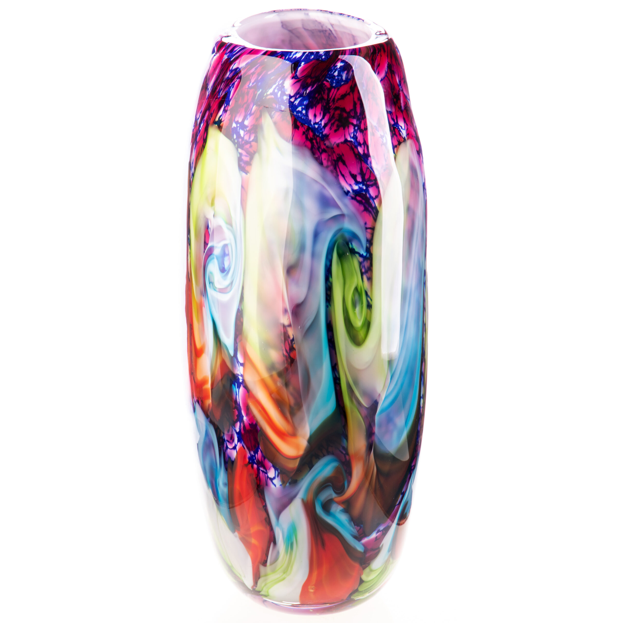Glass Vase Spherical Colorful Swirl 35cm eliassen.co.uk 1