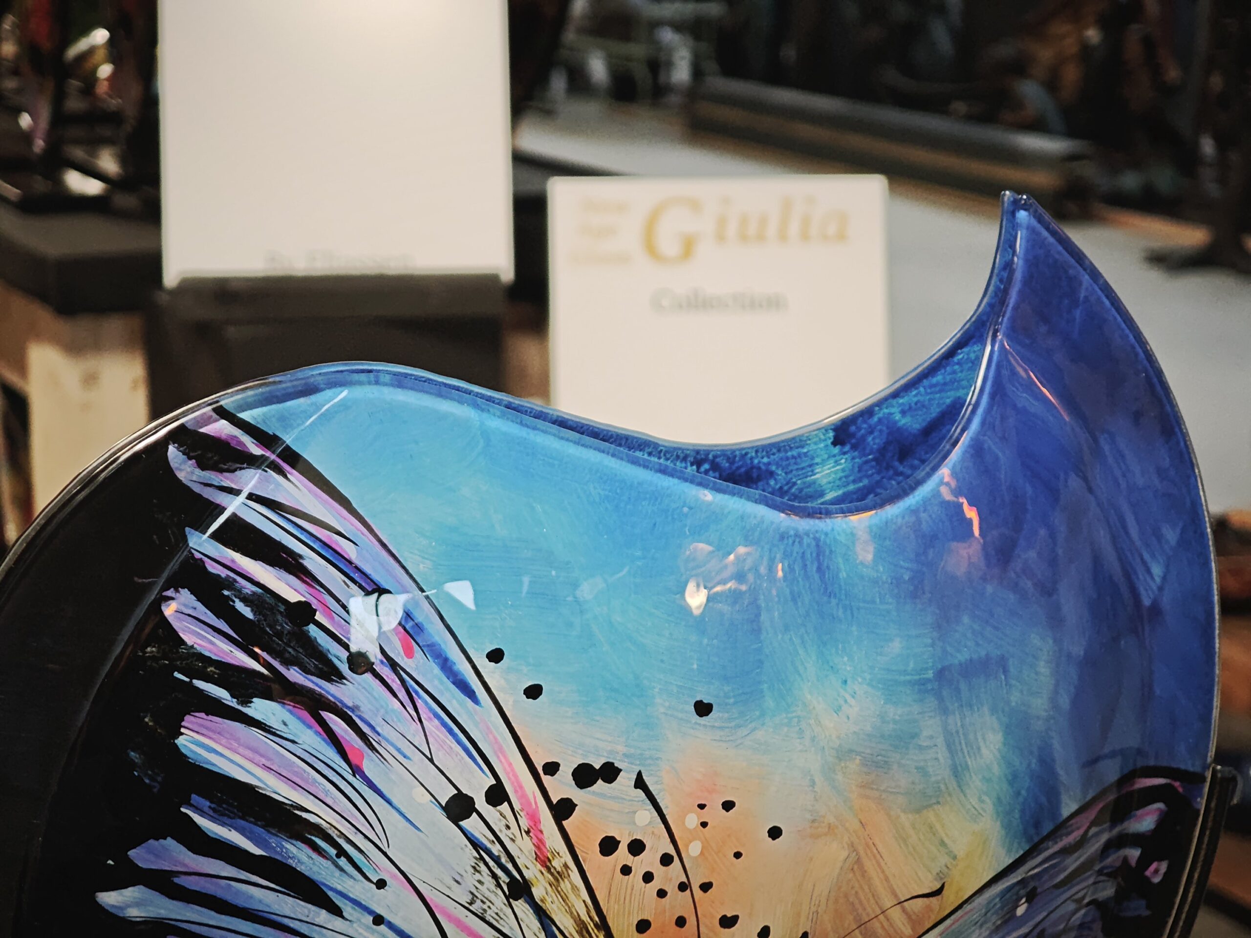 Glasvase rund groß Schmetterling 50cm